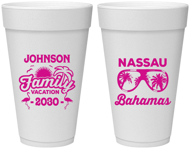 Personalized Family Vacation 20 oz Foam Cups - Bahamas | 180041