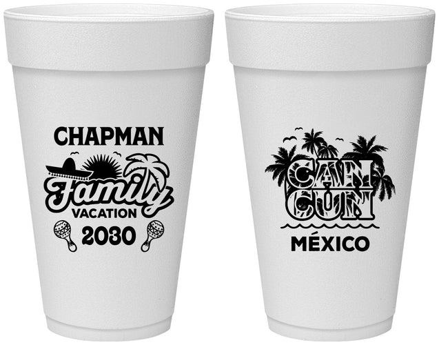 Personalized Family Vacation 20 oz Foam Cups - Cancun | 180042