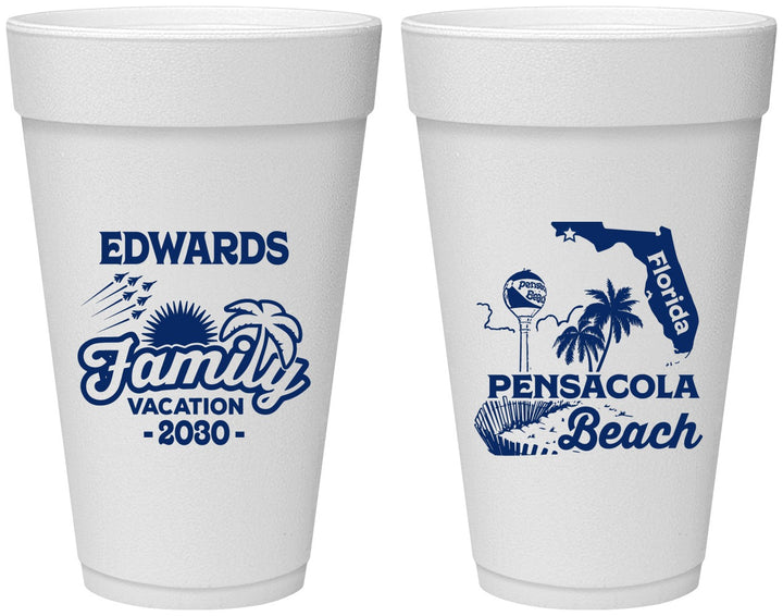 Personalized Family Vacation 20 oz Foam Cups - Florida | 180044