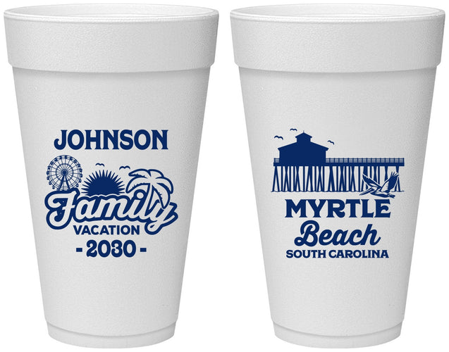 Personalized Family Vacation 20 oz Foam Cups - Myrtle Beach | 180045