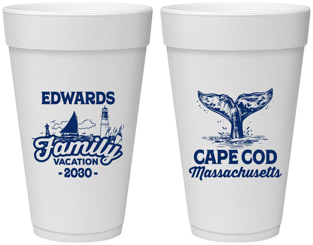 Personalized Family Vacation 20 oz Foam Cups - Cape Cod | 180046