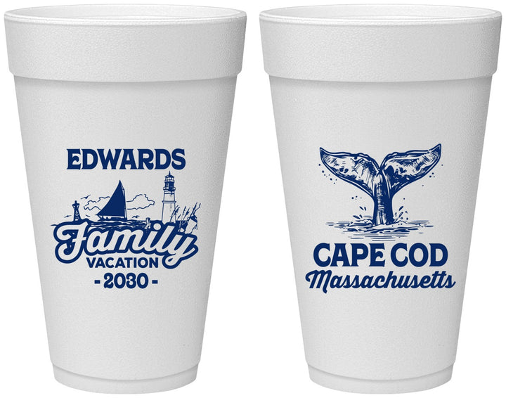 Personalized Family Vacation 20 oz Foam Cups - Cape Cod | 180046