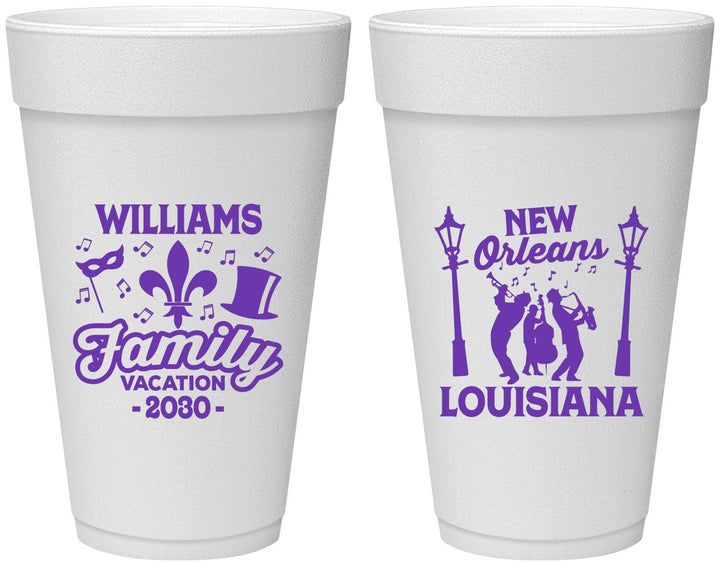 Personalized Family Vacation 20 oz Foam Cups - New Orleans | 180047