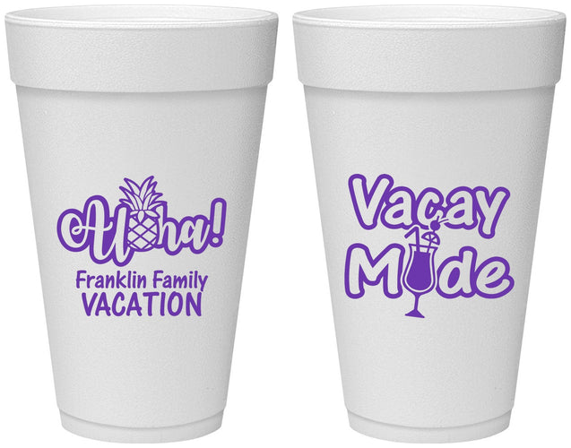 Personalized Family Vacation 20 oz Foam Cups - Hawaii | 180053