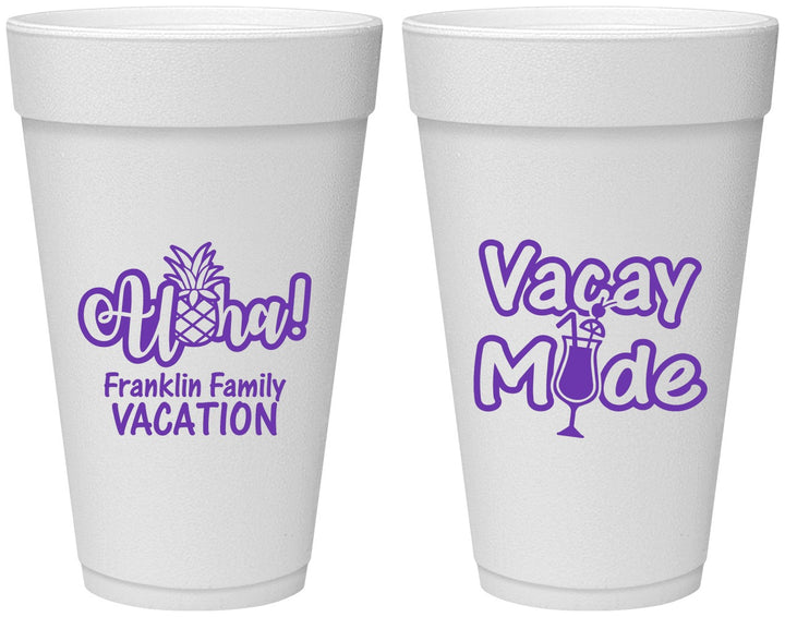 Personalized Family Vacation 20 oz Foam Cups - Hawaii | 180053
