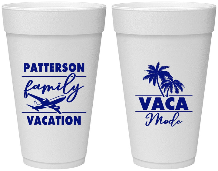 Personalized Family Vacation 20 oz Foam Cups - Vaca Mode Trip | 180054