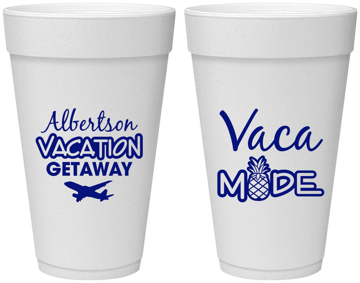 Personalized Family Vacation 20 oz Foam Cups - Vacay Vibes Trip | 180055