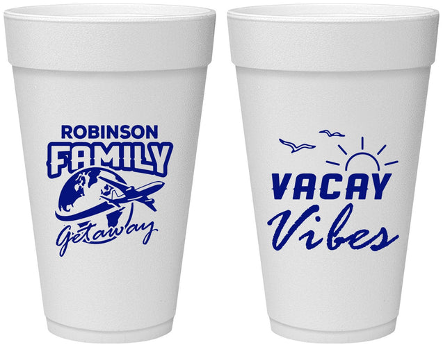 Personalized Family Vacation 20 oz Foam Cups - Vacay Vibes | 180057