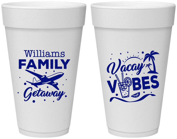 Personalized Family Vacation 20 oz Foam Cups - Life Is Good At The Beach | 180058