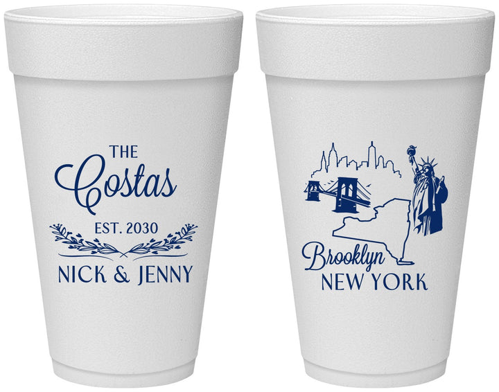 Personalized Wedding 20 oz Foam Cups - New  York | 181