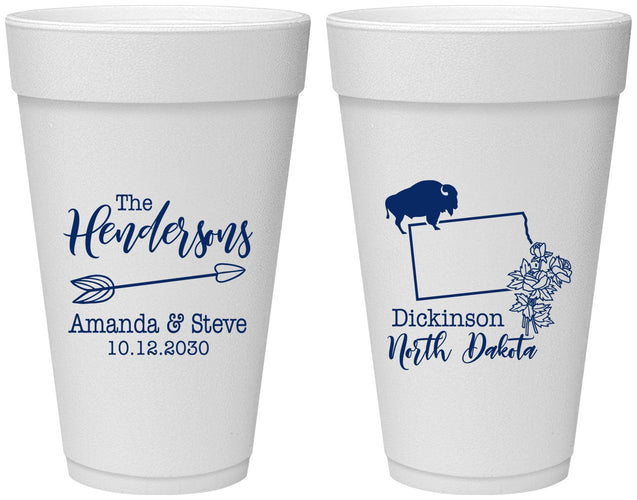 Personalized Wedding 20 oz Foam Cups - North Dakota | 183