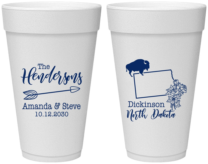 Personalized Wedding 20 oz Foam Cups - North Dakota | 183