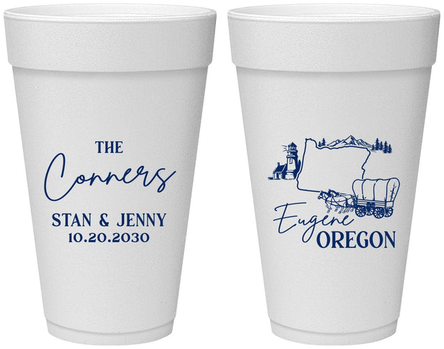 Personalized Wedding 20 oz Foam Cups - Oregon | 186
