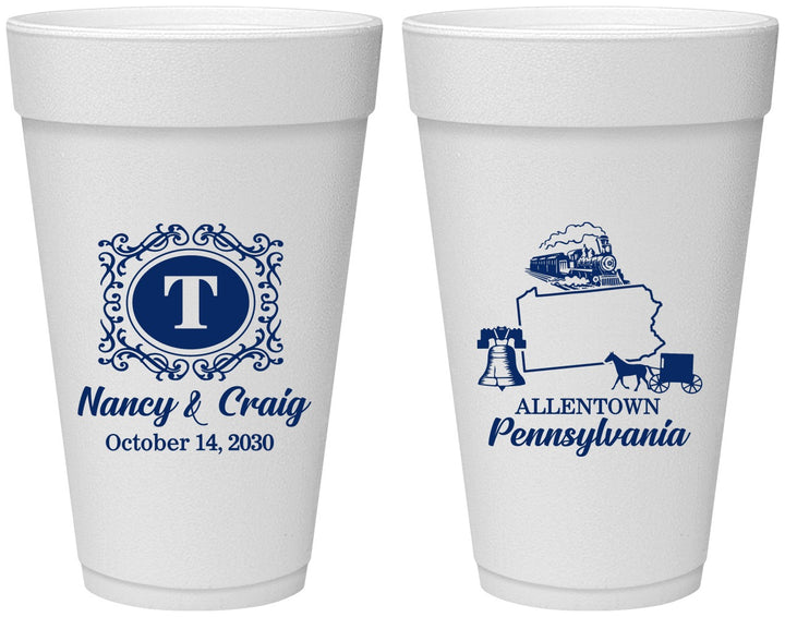 Personalized Wedding 20 oz Foam Cups - Pennsylvania | 187