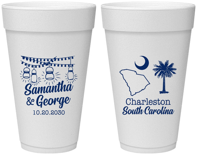 Personalized Wedding 20 oz Foam Cups - South Carolina | 189