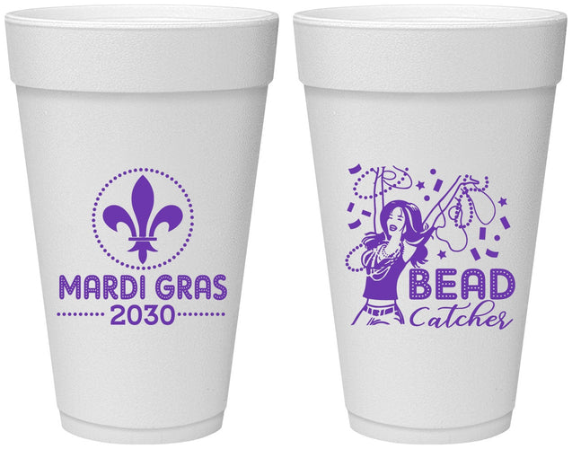 Personalized Mardi Gras 20 oz Foam Cups - Bead Catcher Nola | 190000