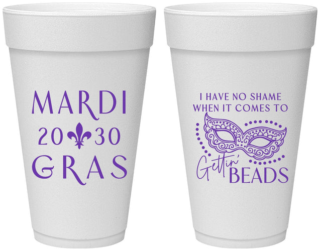 Personalized Mardi Gras 20 oz Foam Cups - Nola New Orleans | 190006