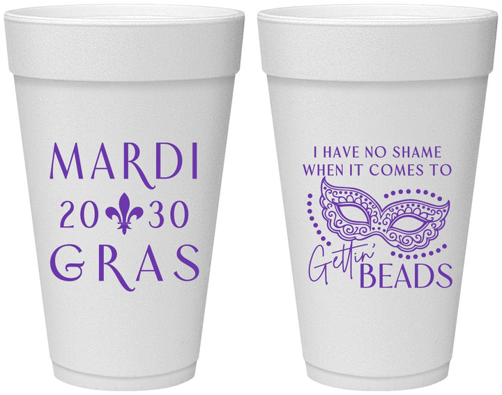 Personalized Mardi Gras 20 oz Foam Cups - Nola New Orleans | 190006