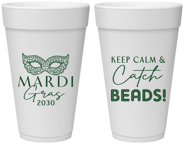 Personalized Mardi Gras 20 oz Foam Cups - Beads Nola | 190007