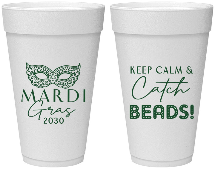 Personalized Mardi Gras 20 oz Foam Cups - Beads Nola | 190007