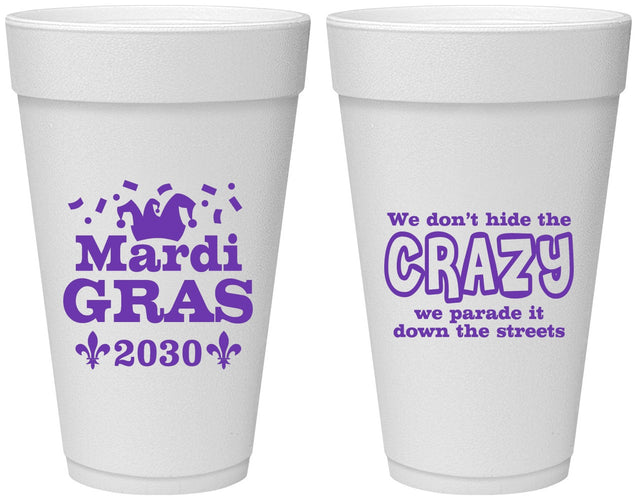 Personalized Mardi Gras 20 oz Foam Cups - Fleur De Lis | 190009