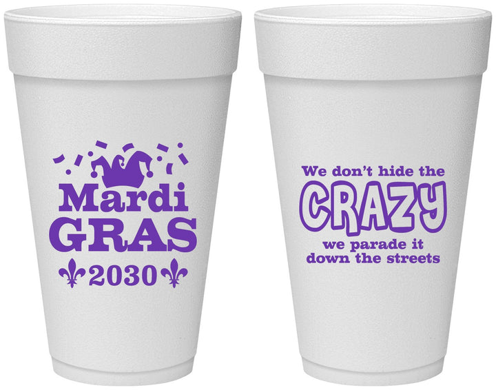 Personalized Mardi Gras 20 oz Foam Cups - Fleur De Lis | 190009