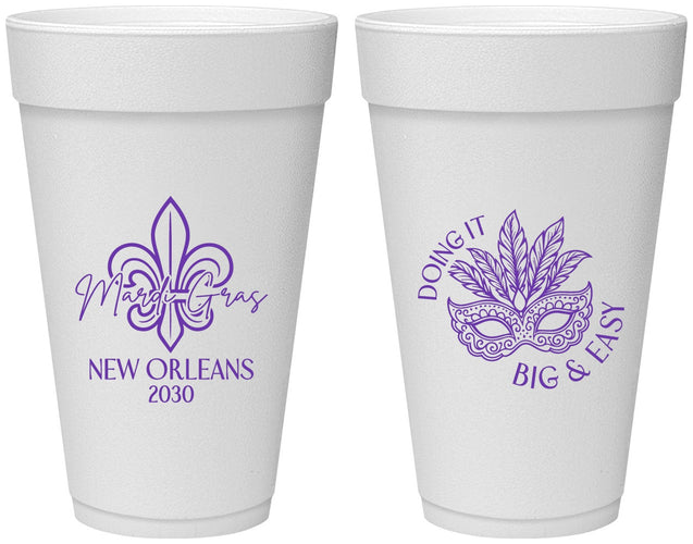 Personalized Mardi Gras 20 oz Foam Cups - Fleur De Lis | 190010