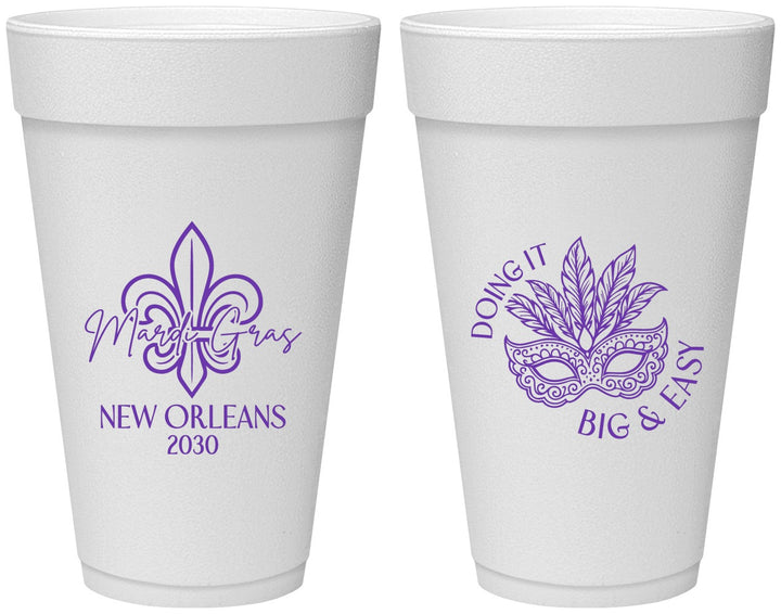 Personalized Mardi Gras 20 oz Foam Cups - Fleur De Lis | 190010