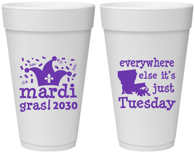 Personalized Mardi Gras 20 oz Foam Cups - Nola New Orleans | 190016