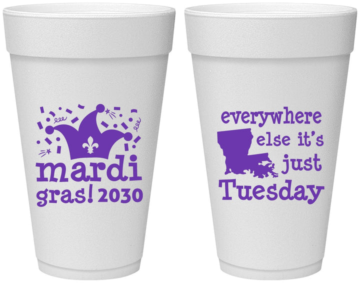 Personalized Mardi Gras 20 oz Foam Cups - Nola New Orleans | 190016