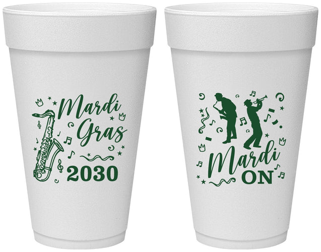 Personalized Mardi Gras 20 oz Foam Cups - Mardi On Jazz | 190019