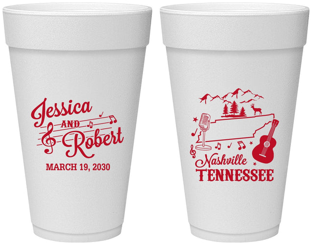 Personalized Wedding 20 oz Foam Cups - Tennessee | 191