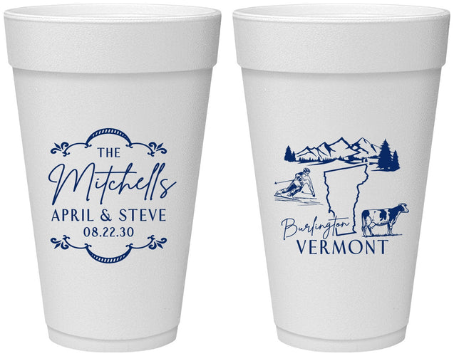 Personalized Wedding 20 oz Foam Cups - Vermont | 194