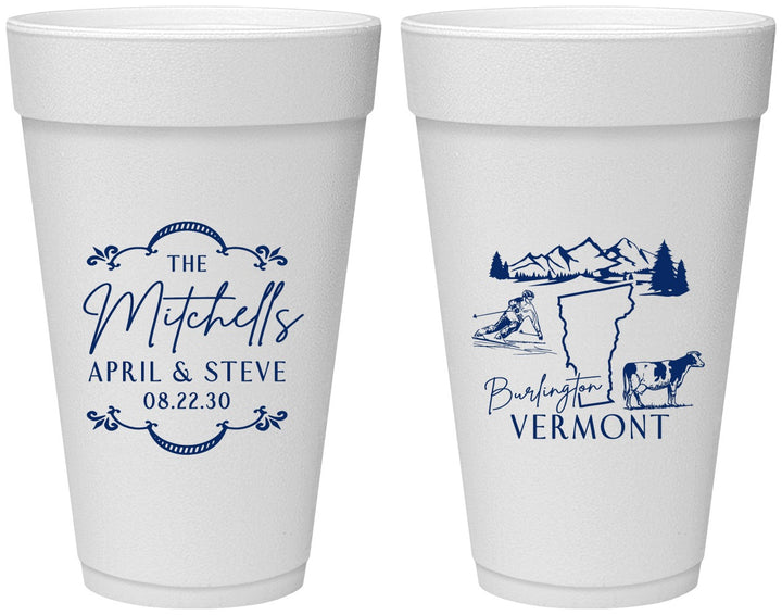 Personalized Wedding 20 oz Foam Cups - Vermont | 194