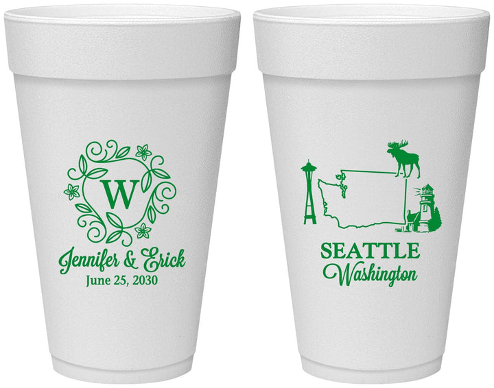 Personalized Wedding 20 oz Foam Cups - Washington | 196
