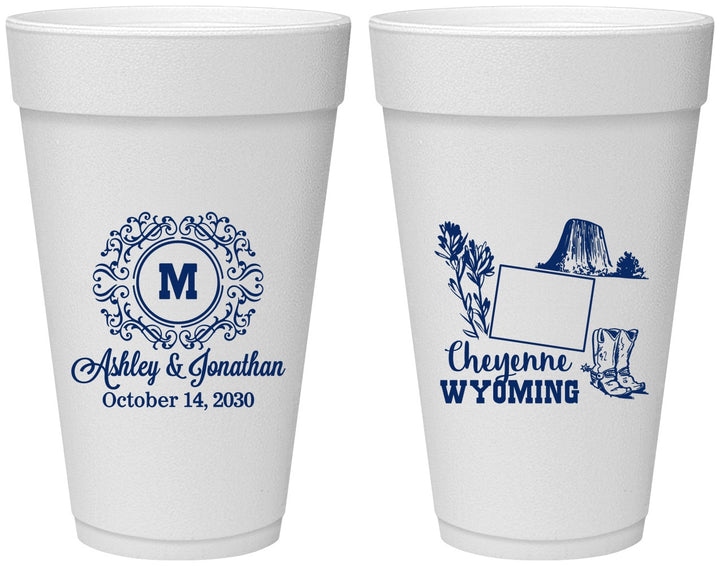 Personalized Wedding 20 oz Foam Cups - Wyoming | 199