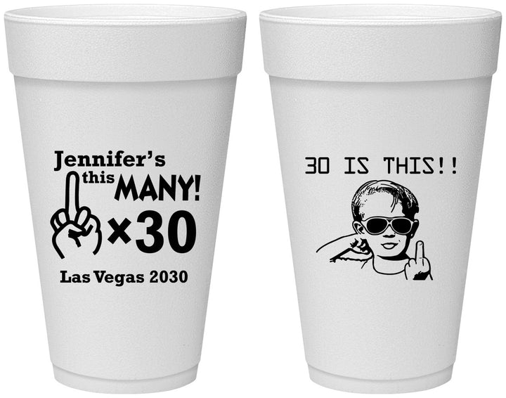 Personalized Birthday 20 oz Foam Cups - 30th | 20000