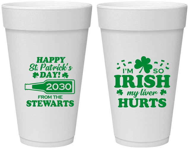 Personalized St Patricks Day 20 oz Foam Cups - Irish My Liver Hurts | 200000