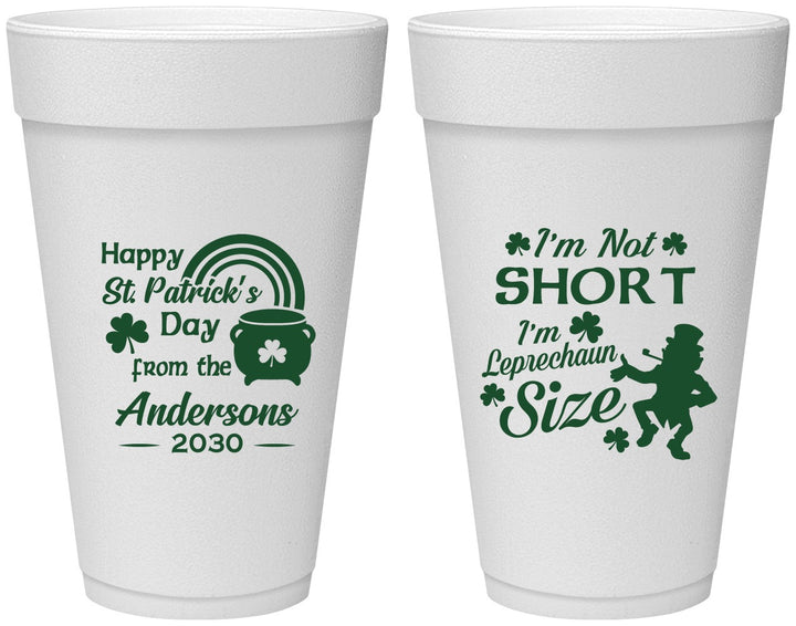 Personalized St Patricks Day 20 oz Foam Cups - Leprechaun | 200001