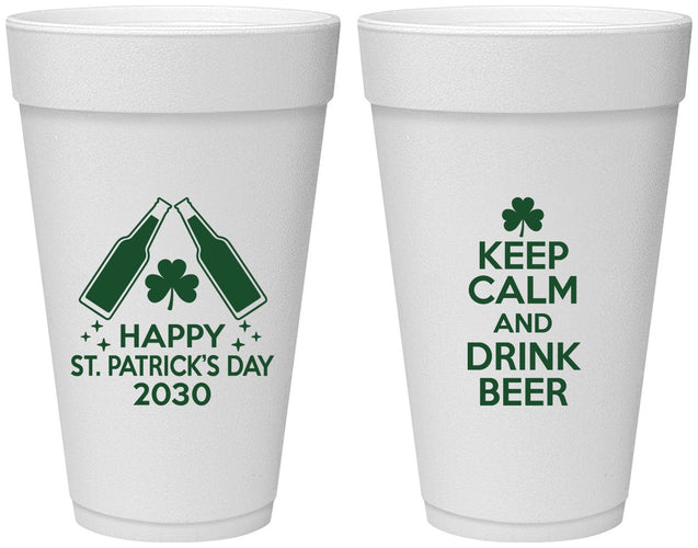 Personalized St Patricks Day 20 oz Foam Cups - Clover Irish | 200005