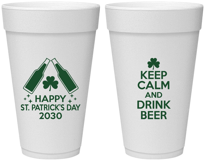Personalized St Patricks Day 20 oz Foam Cups - Clover Irish | 200005