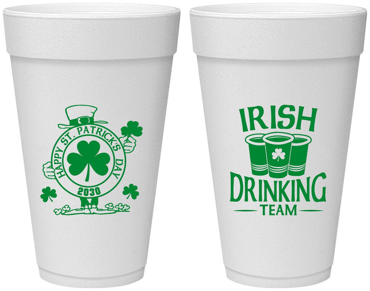 Personalized St Patricks Day 20 oz Foam Cups - Irish Drinking Team | 200006