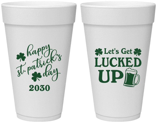 Personalized St Patricks Day 20 oz Foam Cups - Lucked Up | 200007