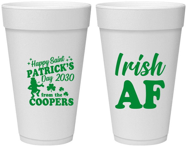 Personalized St Patricks Day 20 oz Foam Cups - Irish Af Leprechaun | 200012