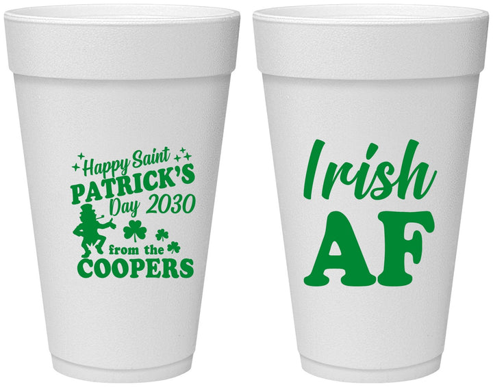 Personalized St Patricks Day 20 oz Foam Cups - Irish Af Leprechaun | 200012