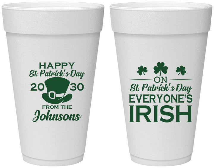 Personalized St Patricks Day 20 oz Foam Cups - Irish Leprechaun | 200013