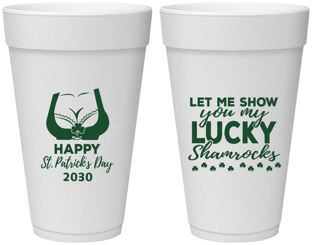 Personalized St Patricks Day 20 oz Foam Cups - Shamrocks | 200015