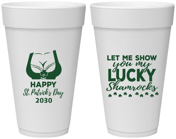 Personalized St Patricks Day 20 oz Foam Cups - Shamrocks | 200015
