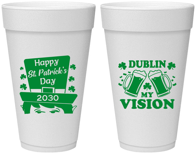 Personalized St Patricks Day 20 oz Foam Cups - Dublin My Vision | 200016