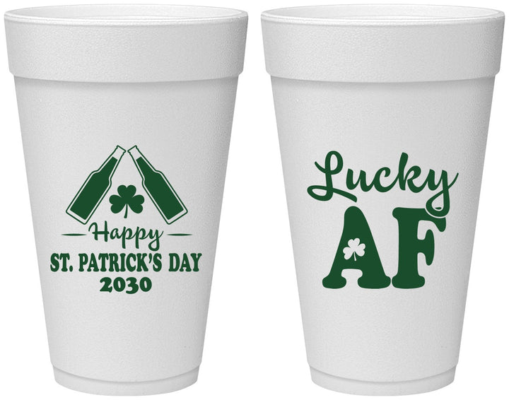 Personalized St Patricks Day 20 oz Foam Cups - Lucky Af | 200017